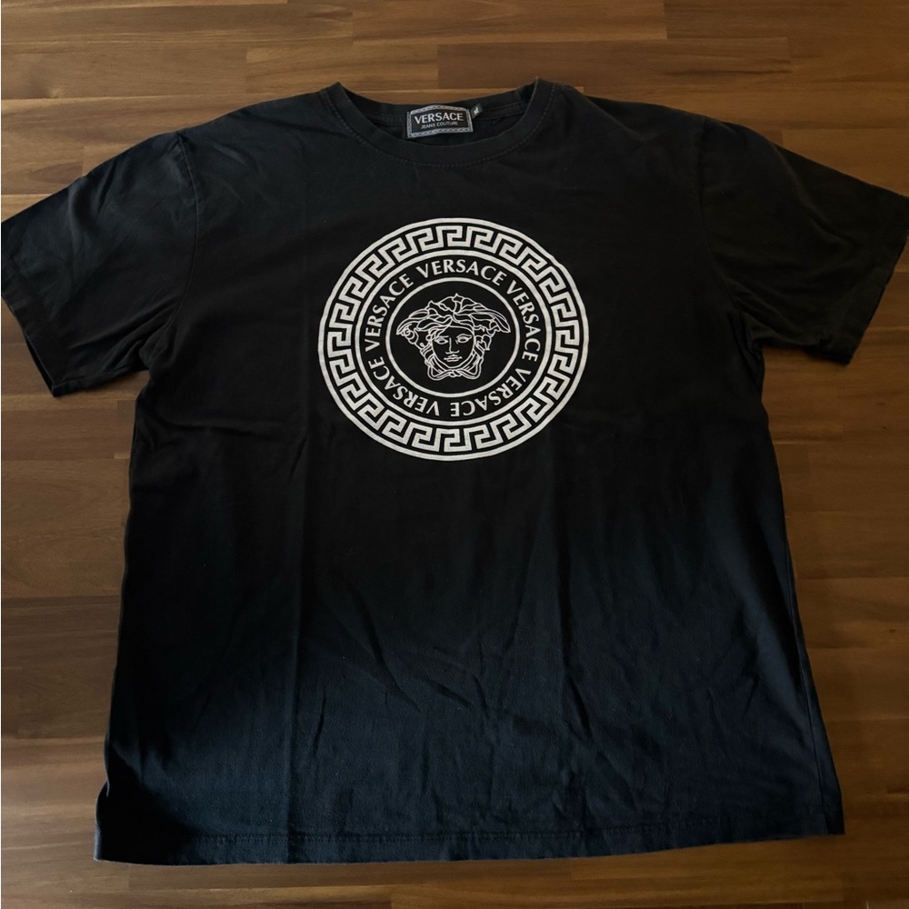Versace Black Tee with Iconic Medusa Logo